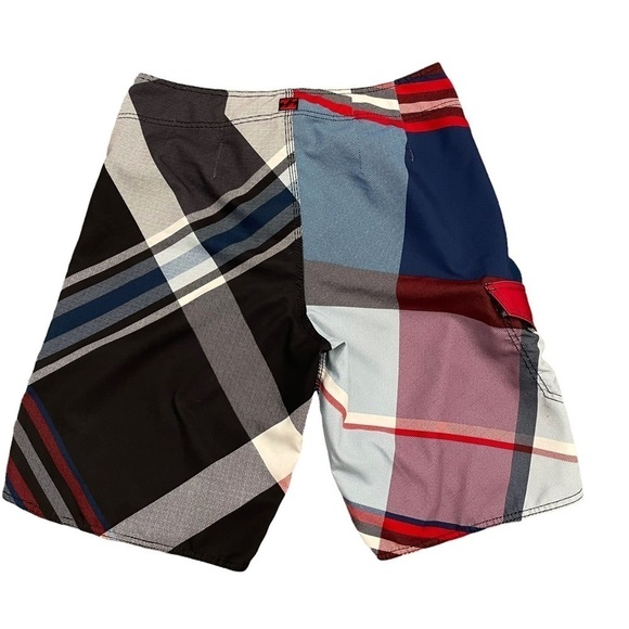 Billabong Red White Blue Black Board Shorts Swim Shorts Diagonal Stripes Size 34 - Picture 3 of 14